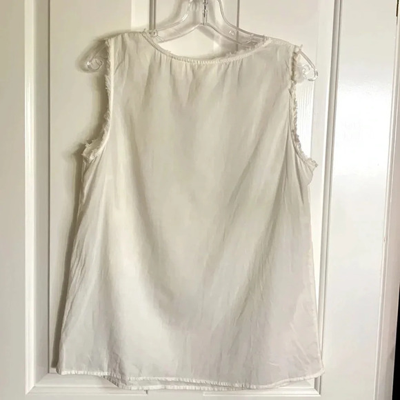 EUC womens H&M LOGG sheer white cotton blouse size 10 with appliqué flowers - Picture 4 of 5